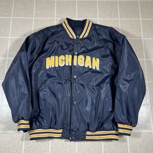 Vintage Michigan Wolverines Steve And Barrys Bomber Jacket Blue Men's Size 2XL